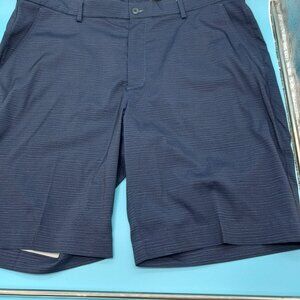 Greg Norman Shark Men Golf Shorts Navy Heather Performance Size 38 Flat Front‎